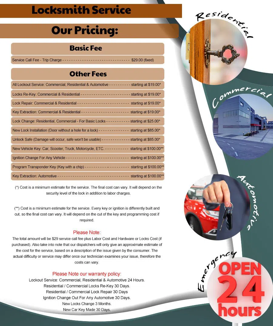 Interstate Locksmith Shop Santa Monica, CA 310-975-3526 - pricing